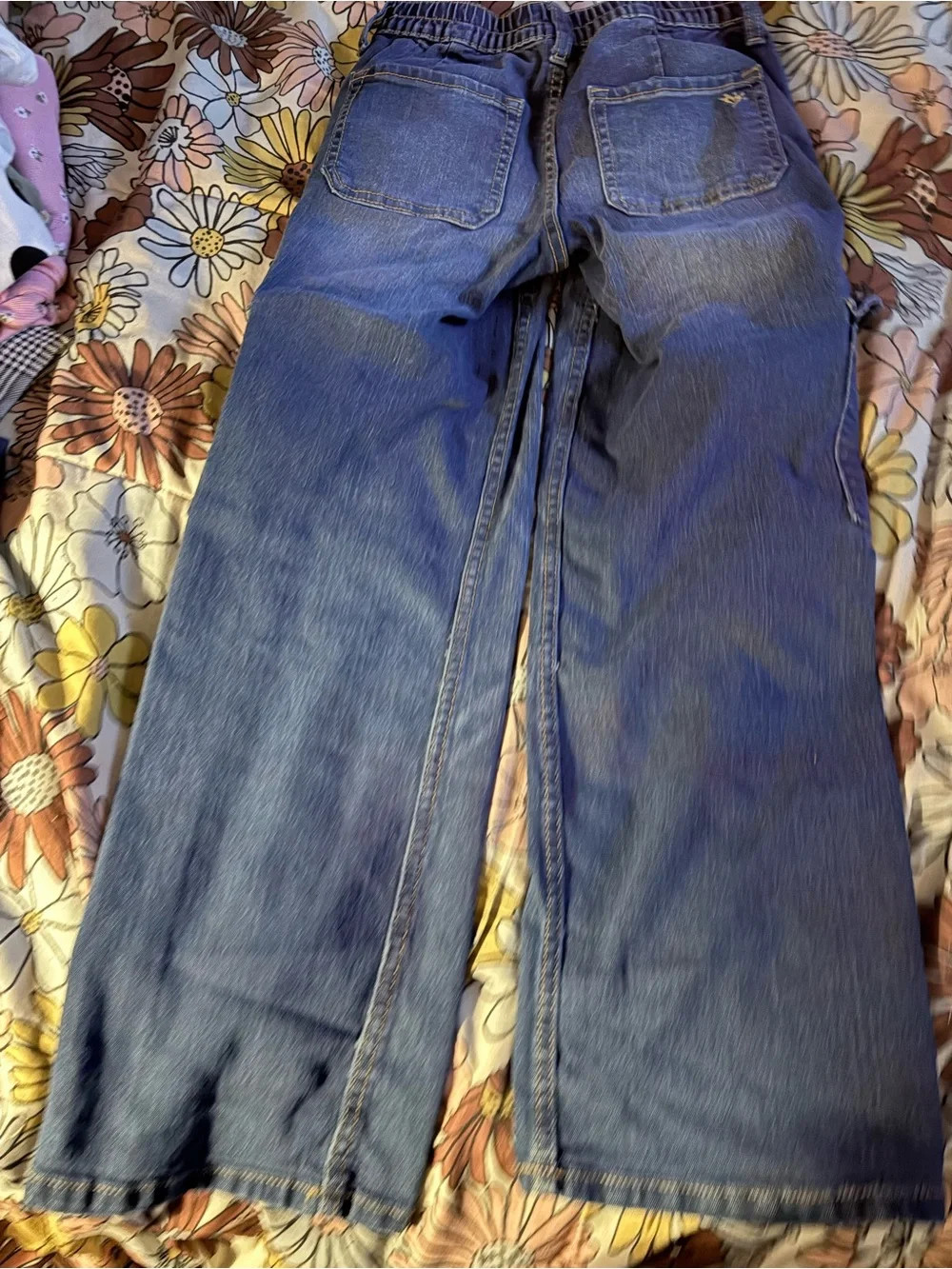 Justice Wide-Leg Cargo Jeans in Blue Denim